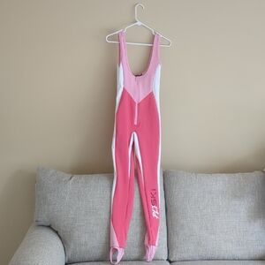 Size 0 PLTSKI PrettyLittleThing Pink Ski Suit Bibs Snow Snowboard Stirrup Barbie